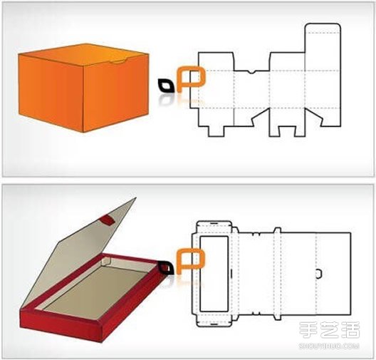 18种手工折纸包装纸盒的折法带打印图纸