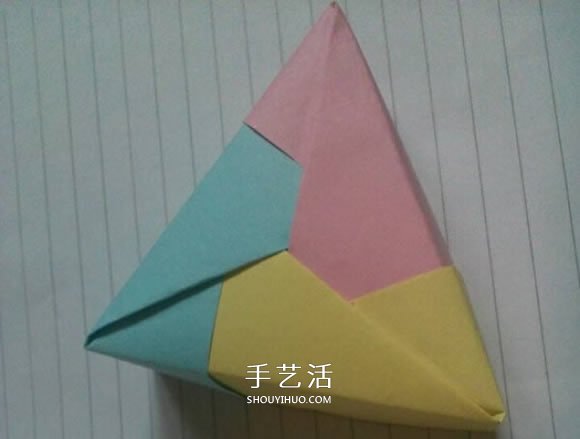 三角形纸盒折法带盖 折纸三角盒子图解教程