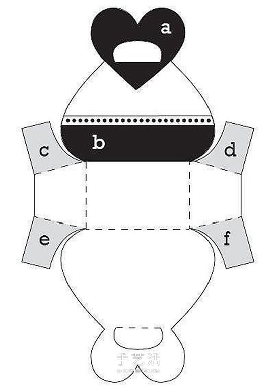 卡纸折心形盒子带展开图 手工爱心礼品盒折法