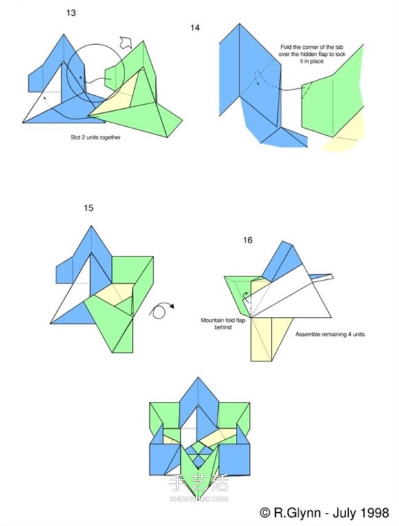 六角星纸盒的折法图解 折纸六角带盖纸盒步骤