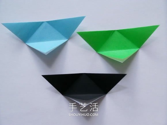 用三张纸折纸三角形收纳盒的折法图解教程