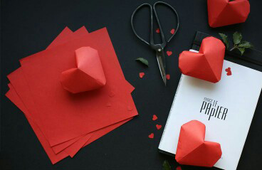 折纸立体爱心的折法 手工折纸立体心形图解
