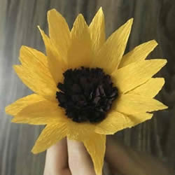 DIY手揉纸向日葵的方法 简单易学太阳花制作