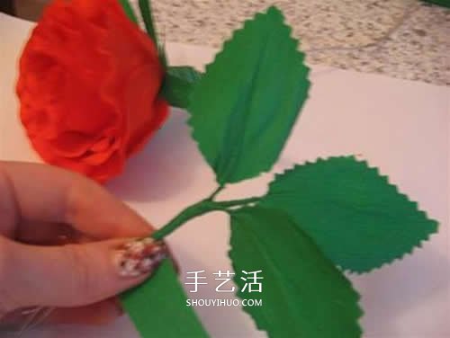 皱纹纸做花：漂亮纸玫瑰花的制作方法图解