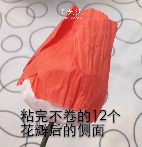 纸藤玫瑰花手工制作 用皱纹纸也同样可以做