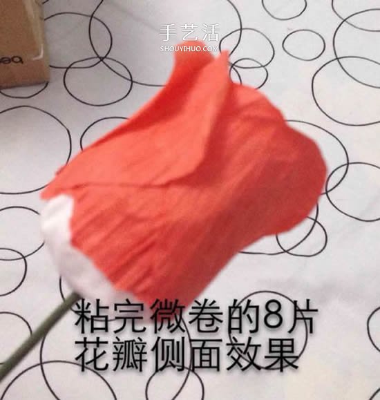 纸藤玫瑰花手工制作 用皱纹纸也同样可以做