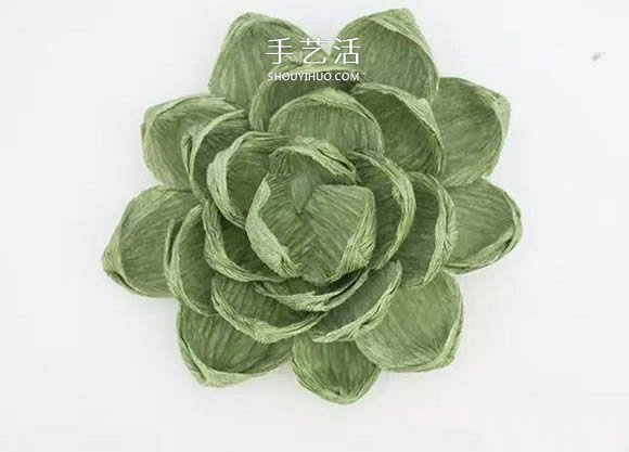 皱纹纸手工制作逼真多肉植物装饰摆件的方法