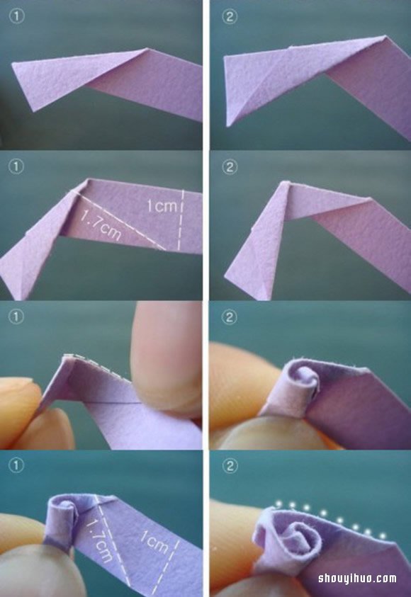 手工折纸玫瑰花的折法图解教程