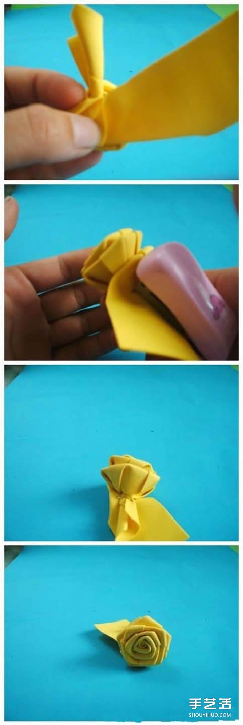 如何用海绵纸折玫瑰花 海绵纸玫瑰花折法图解