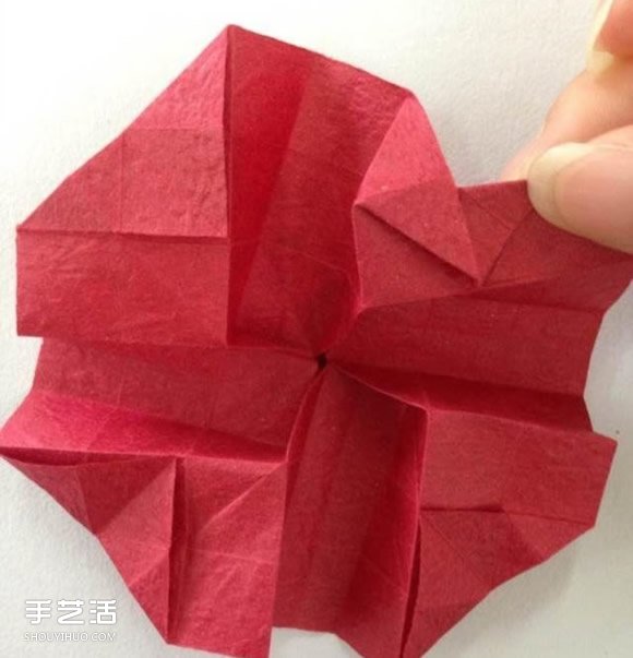 超详细川崎玫瑰的折法图解 包括花朵和花托