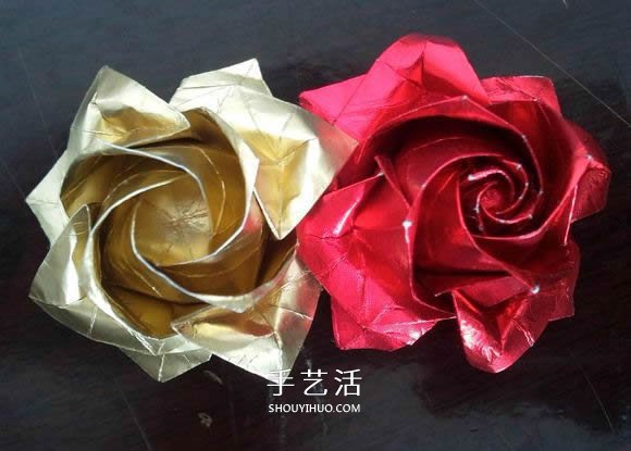 八瓣川崎玫瑰折法图解 折纸八瓣川崎玫瑰花