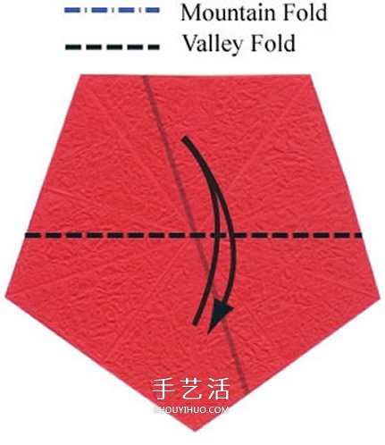 五瓣玫瑰花的折法图解 手工折纸五瓣玫瑰步骤