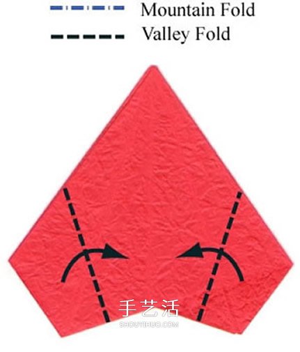 五瓣玫瑰花的折法图解 手工折纸五瓣玫瑰步骤