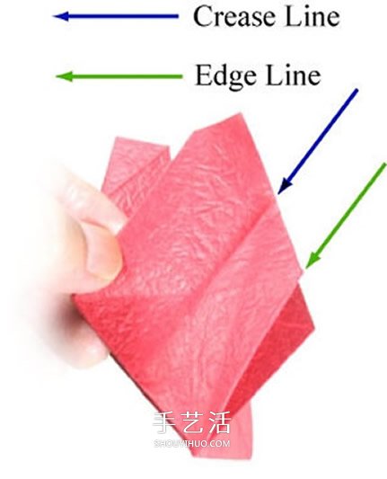 五瓣玫瑰花的折法图解 手工折纸五瓣玫瑰步骤