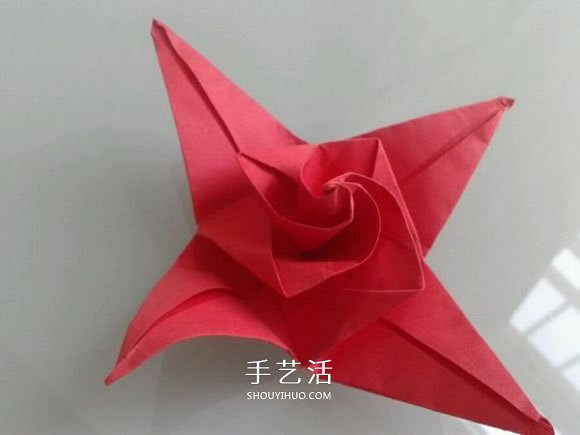 折纸花的教程之漂亮双缤玫瑰的折法图解