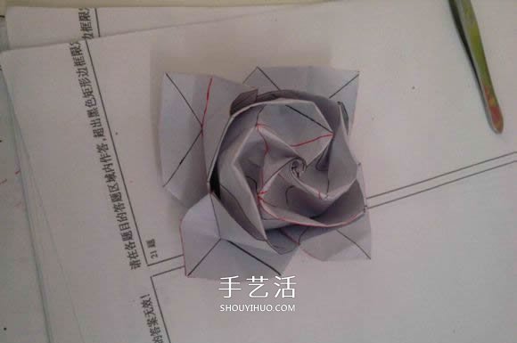 罗斯巴德玫瑰花的折法 折纸卷心福山的步骤图