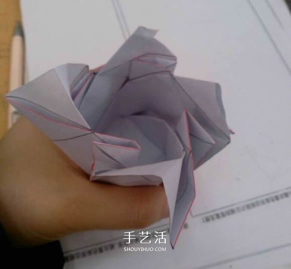 罗斯巴德玫瑰花的折法 折纸卷心福山的步骤图