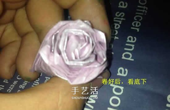 齿轮玫瑰的折纸方法 长条纸折纸玫瑰花图解