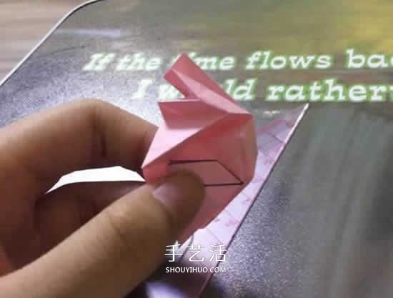 便签纸折花的教程 迷你玫瑰花手工折纸图解