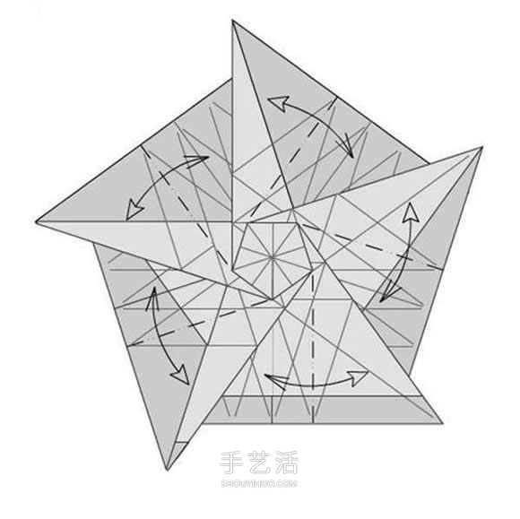 详细玫瑰花的折纸教程 简单五瓣玫瑰花的折法