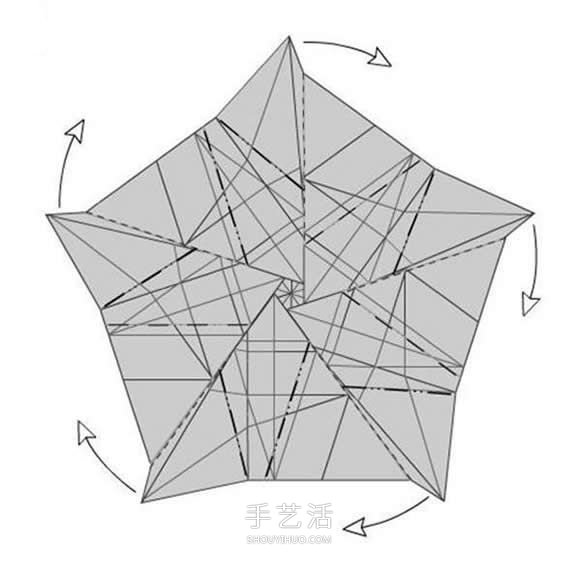 详细玫瑰花的折纸教程 简单五瓣玫瑰花的折法