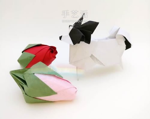 玫瑰花苞的简单折纸教程 花萼的折法也送上！