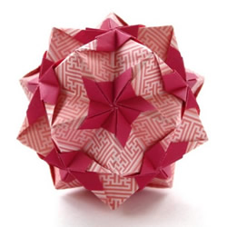 一款喜庆的折纸花球的折法图解教程
