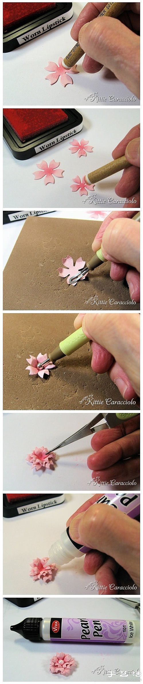 硬纸片手工制作立体花朵装饰画图解教程