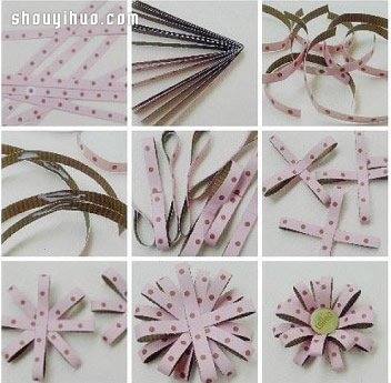 彩色纸条+纽扣 手工DIY制作漂亮手工花图解