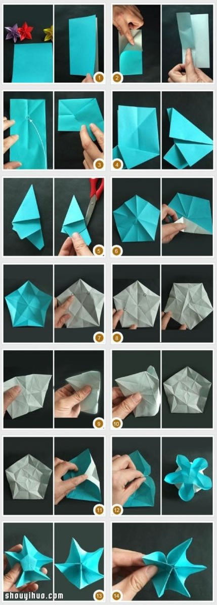 杨桃花的折法图解 手工折纸杨桃花方法步骤