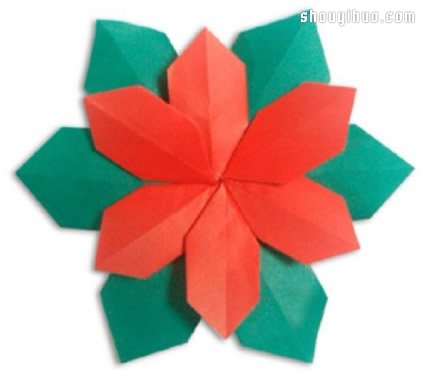 折纸一品红花朵折法 手工折纸一品红花图解