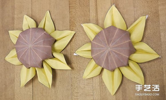 太阳花花的折法图解 手工折纸太阳花的过程