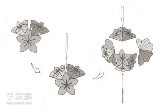 装饰花球的折法 手工折纸制作漂亮花球挂饰