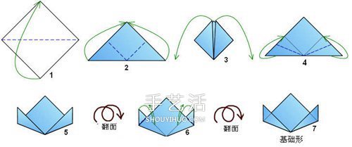 四瓣花的折纸方法图解 六个组合成美丽花球