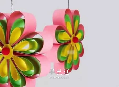 卡纸做八瓣花的方法 手工制作立体花朵挂饰