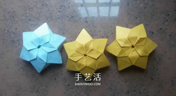 漂亮纸花的折法 手工折纸六角星花的步骤图解