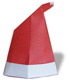 红色圣诞帽子折纸方法
