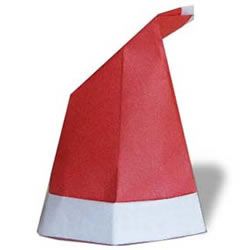 红色圣诞帽子折纸方法
