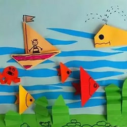 幼儿折纸海底世界的方法 海底世界的折法图解