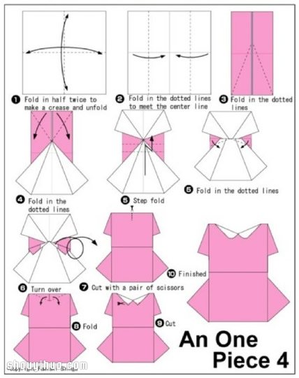 连衣裙的折法 可爱女生连衣裙折纸图解教程