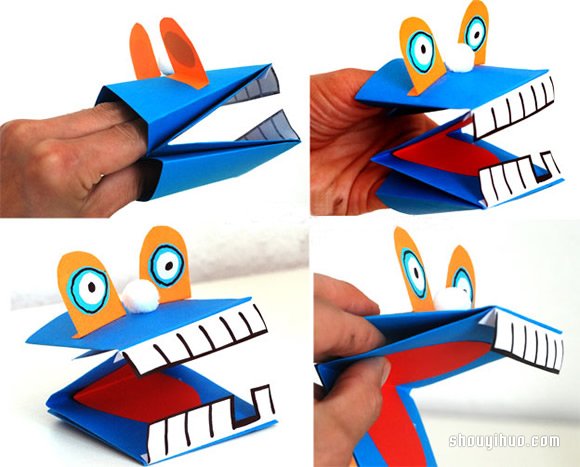 好玩动物手偶的制作方法 指偶手工叠法图解