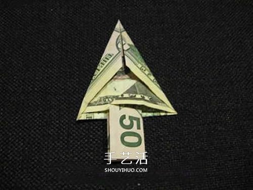美元圣诞树的折法图解 纸币折纸圣诞树步骤