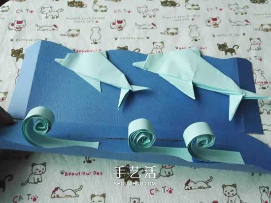 儿童简单纸玩具制作 可以控制海豚游来游去