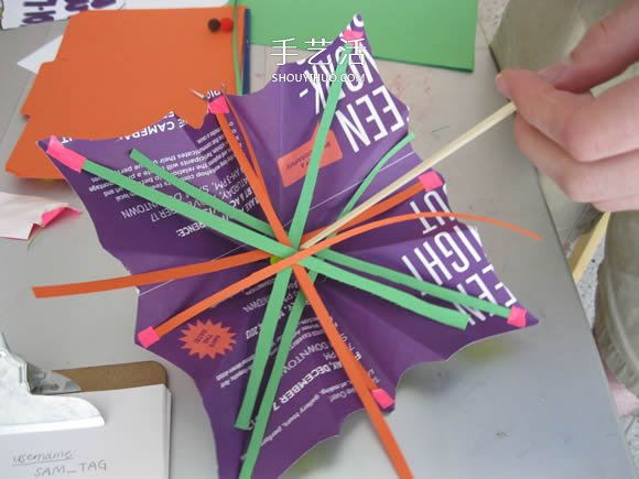 简单纸伞的制作方法图解 可以打开收起！