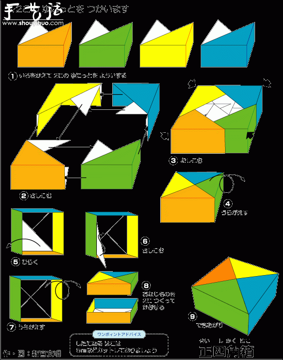 正四角箱组合折纸教程
