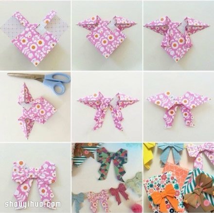 折纸蝴蝶结教程 蝴蝶领结的折法图解