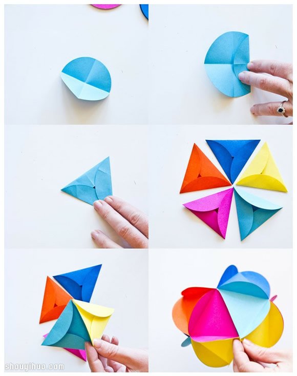 创意折纸彩球DIY 彩球折纸手工制作图解教程
