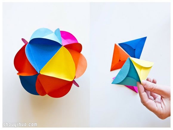 创意折纸彩球DIY 彩球折纸手工制作图解教程