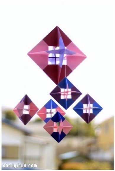 创意折纸立体菱形 中空菱形装饰物折纸图解