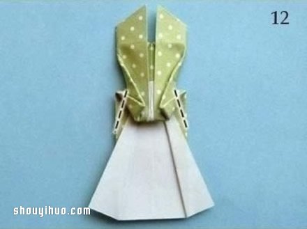 折纸衣服步骤图 手工折连衣裙的折法图解教程